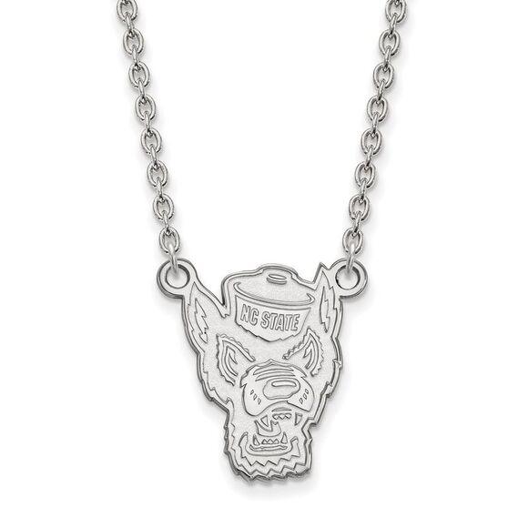 Sterling Silver North Carolina Large Mascot Pendant Necklace